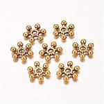 Zink-Legierung Perlen Abstandshalter, cadmiumfrei und bleifrei, mit einem Loch, Schneeflocke, Antik Golden, 8.5x2.5 mm, Bohrung: 1.5 mm