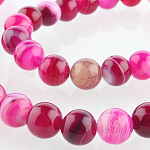 Ágata piedra preciosa natural hebras de perlas reronda, teñido, de color rosa oscuro, 8mm, agujero: 1 mm, aproximamente 49 pcs / cadena, 14.96 pulgada