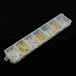 1 Box 140PCS Silver & Golden Zinc Alloy Lobster Claw Clasps, 10~16x6~8mm, Hole: 1.5~2mm, about 20pcs/compartment