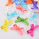 Прозрачные акриловые бусины, бантом, разноцветные, 20x34x5.5 мм, отверстия: 1.8 м