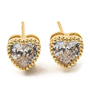 Серьги-гвоздики в форме сердца из кубического циркония KK-C026-01G-01