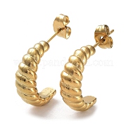 Ion Plating(IP) 304 Stainless Steel Croissant Ear Studs for Women EJEW-P234-03G