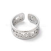 304 Stainless Steel Moon & Star Open Cuff Ring for Women RJEW-K245-46P