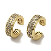 Серьги-каффы из латуни с микропаве из кубического циркония EJEW-R162-45G