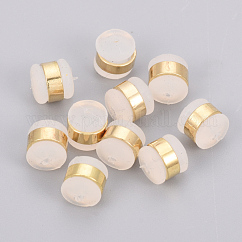 Poussoirs d'oreilles en laiton de caoutchouc, dos d'oreille, sans nickel, véritable 18k plaqué or, 5.5x5.5mm, Trou: 0.5mm