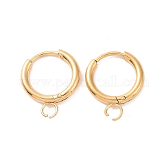 Componenti per orecchini a cerchio in acciaio inossidabile con placcatura sottovuoto PVD, Perno in acciaio inox 304 con anello orizzontale in acciaio inox 201, vero placcato oro 18k, 12 gauge, 17x14x2mm, Foro: 2.5 mm, ago :1mm