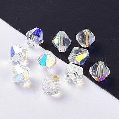 Abalorios de cristal austriaco de imitación, aaa grado, k9 vidrio, facetados, bicono, claro ab, 3x3mm, agujero: 0.7~0.9 mm