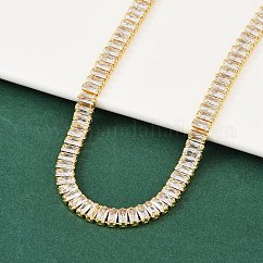 Collier de tennis classique en zircone cubique claire pour cadeau femme fille, colliers de chaîne avec fermoirs à rabat en laiton plaqué en crémaillère, sans plomb et sans cadmium, Plaqué longue durée, véritable 18k plaqué or, 16-1/8 pouce (41 cm)