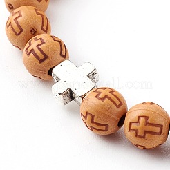 3 pièces 3 styles imitation bois acrylique bracelets de perles extensibles&nbsp;BJEW-JB06235