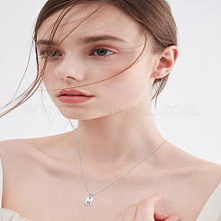 ステンレススチール製文字長方形ペンダントネックレス1個  女性と男性のための真鍮ベネチアンチェーンネックレス  鉛フリー＆ニッケルフリー＆カドミウムフリー  ステンレス鋼色  文字N  17.64~18.35インチ（44.8~46.6cm）  エンドエクステンダー：59~62mm  ペンダント：10x6mm&nbsp;NJEW-LP0001-34N-P