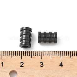イオンプレーティング（IP）304ステンレス鋼チューブビーズ  溝付き  コラム  ブラック  9x6mm  穴：3mm&nbsp;STAS-WH0055-03EB