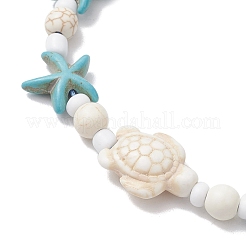 Плетеные браслеты из бусин из окрашенной синтетической бирюзы и магнезита для женщин&nbsp;BJEW-JB11532-01