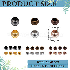 6000 шт. 6 цвета латунные обжимные бусины&nbsp;KK-ME0003-31
