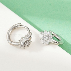 Латунные микро проложить серьги обруча кубического циркония EJEW-S277-07P