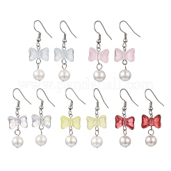 Серьги-подвески из прозрачного стекла с бантом EJEW-JE06353