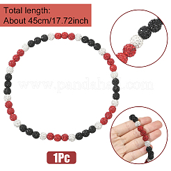 1 шт. ожерелье из круглых бусин из полимерной глины со стразами&nbsp;NJEW-SP0001-14B