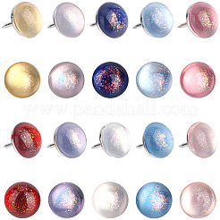 鉄製画鋲 30色 10個  半円  樹脂と金箔入り  ミックスカラー  14mm  3個/カラー&nbsp;AJEW-BM0001-02