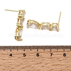 Tropfenförmige Ohrstecker aus Messing mit Mikropavé-Fassung aus klaren Zirkonia&nbsp;LS-EJEW-H180-14G