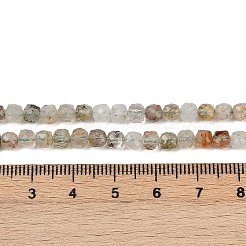 Нити бусин из натурального зеленого рутилированного кварца G-RM2025-C38-C