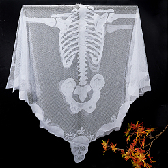 ポリエステルレーススケルトンポンチョ  ハロウィンコスチュームアクセサリー  ホワイト  1500x1500x0.01mm&nbsp;AJEW-WH0270-25