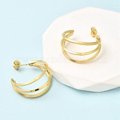 Серьги-гвоздики из нержавеющей стали 201 в форме тройной буквы С EJEW-Z151-09G