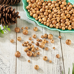 300шт 5 стиля бусины из натурального дерева&nbsp;WOOD-TA0002-86