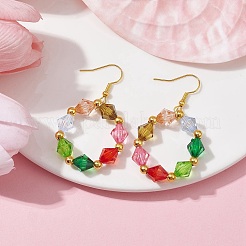 Bunte Ring-Ohrringe aus Acrylperlen&nbsp;EJEW-JE05631-01