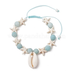 Bracelets à breloques en coquillage cauri naturel côtier&nbsp;BJEW-JB13787