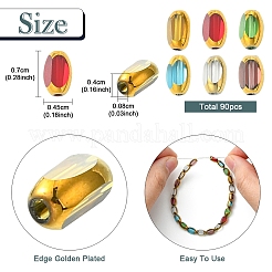 90шт 6 цвета гальванические стеклянные бусины&nbsp;EGLA-YW0001-82