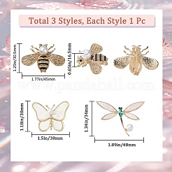 3шт 3 стиля брошь из сплава инцест со стразами&nbsp;JEWB-GF0001-45