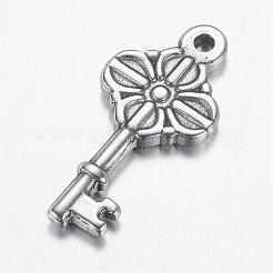 変色しにくい304ステンレススチールペンダント  キー  ステンレス鋼色  25x12x2mm  穴：1.5mm&nbsp;STAS-G108-15