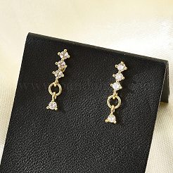 Latón micro pave aretes de circonita cúbica transparente&nbsp;EJEW-R016-26G-01