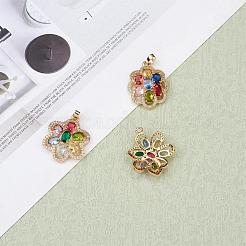 キュービックジルコニアフラワーチャーム 金メッキチャーム マイクロパヴェ 繊細なフラワーチャーム ネックレス ブレスレット作り用 3個  ゴールドカラー  22.5mm  穴：2mm  1個/スタイル&nbsp;JX565A
