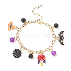 Braccialetti con ciondoli in lega smaltata a tema Halloween per donna&nbsp;BJEW-JB12110-03