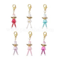 Подвески из стеклянного жемчуга и бисера в виде ангела HJEW-MZ00273