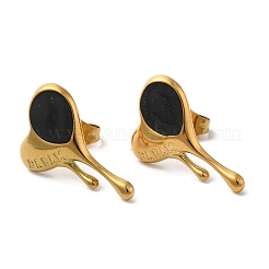 Серьги-гвоздики в форме сердца из нержавеющей стали 304 с ионным покрытием (IP) EJEW-C114-18G-01