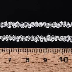 透明ガラスビーズ連売り  三角形  多面カット  透明  2~2.5x3.5~4x3.5~4mm  穴：0.8mm  約126~132個/連  13.78~14.96''（35~38センチメートル）&nbsp;GLAA-N018-3mm-02