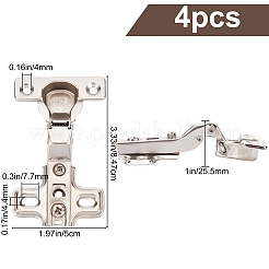 鉄製ヒンジ4個  ワードローブドアアクセサリー  ステンレス鋼色  84.7x50x25.5mm  穴：4mmと4.4x7.7mm&nbsp;FIND-GF0002-40