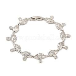 Браслеты из грибовидной латуни с микропаве из прозрачных кубических цирконий для женщин BJEW-Z126-04P