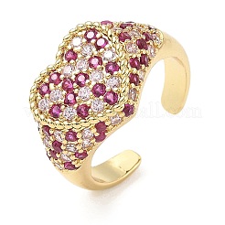 Кольца-манжеты в форме сердца из латуни с микропаве из кубического циркония для женщин&nbsp;RJEW-A069-11G