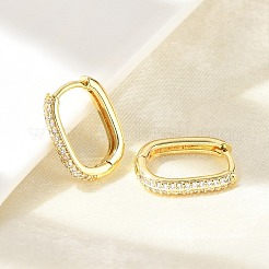 Овальные серьги-кольца из латуни с микропаве из прозрачных кубических цирконий EJEW-D311-141G