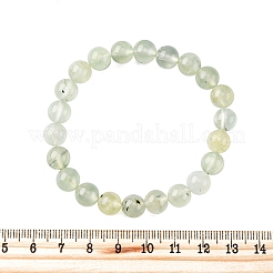 天然プレナイトのラウンドビーズストレッチブレスレット、男性と女性用  内径：2-1/4インチ（5.7cm）&nbsp;BJEW-G743-01F