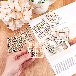 Филигранные столярные звенья из неокрашенного натурального дерева&nbsp;WOOD-GF0001-33