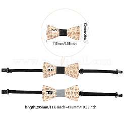 2 шт. 2-х цветные регулируемые деревянные галстуки-бабочки с узором-пазлом AJEW-CA0003-99