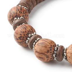Бусины из натурального кокосового дерева стрейч браслеты&nbsp;BJEW-JB06643