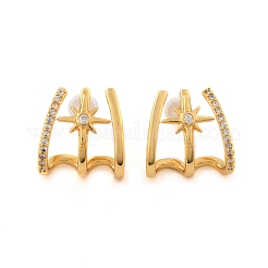 Серьги-гвоздики из латуни с микропаве и прозрачным кубическим цирконием&nbsp;EJEW-B131-02G