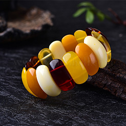 Bracelets extensibles rectangulaires en ambre synthétique pour femmes&nbsp;FIND-PW0021-03-1