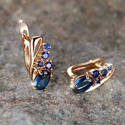 Серьги-кольца из латуни со стразами в форме капли FS-WG296E0-01