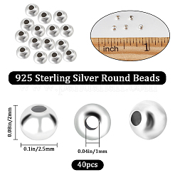 40шт 925 бусины из стерлингового серебра&nbsp;STER-BBC0002-04B
