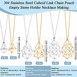 2 комплект 2 цветов 304 нержавеющая сталь кубовидная цепочка макраме мешочек пустой держатель для камня изготовление ожерелья NJEW-BBC0001-40